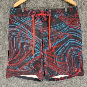 Under Armour Mens 36 ArmourVent Wakesurf Boardshorts Red Blue Hybrid 1271513